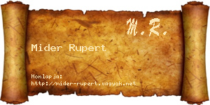 Mider Rupert névjegykártya